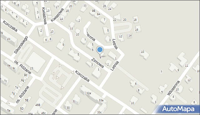 Dzierżoniów, Zimowa, 4, mapa Dzierżoniów