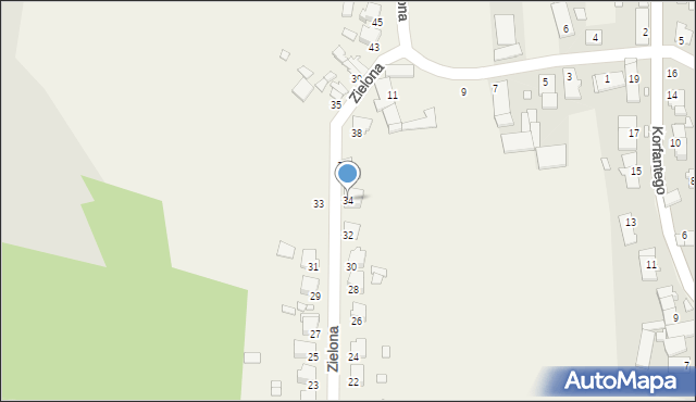 Dziewkowice, Zielona, 34, mapa Dziewkowice