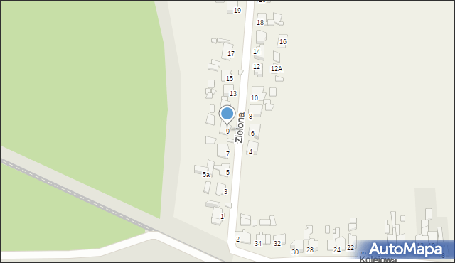 Dziewkowice, Zielona, 9, mapa Dziewkowice