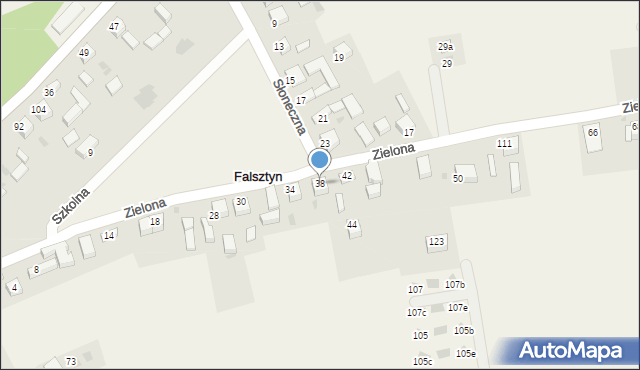 Falsztyn, Zielona, 38, mapa Falsztyn