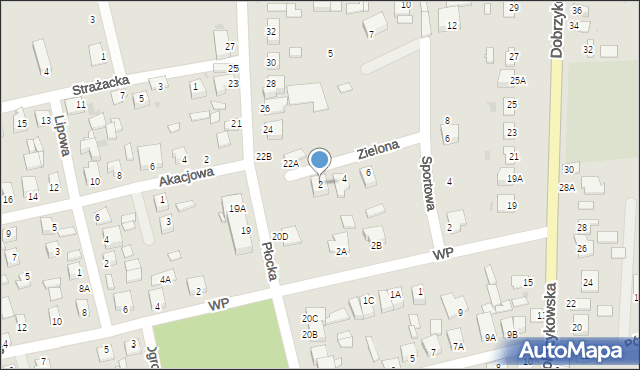 Gąbin, Zielona, 2, mapa Gąbin