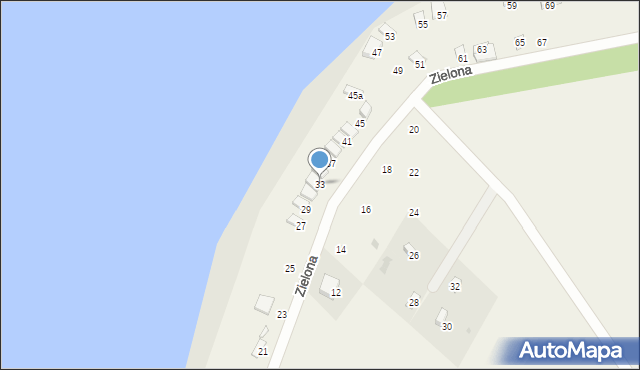 Gądno, Zielona, 33, mapa Gądno