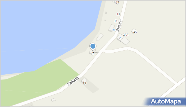 Gądno, Zielona, 7, mapa Gądno