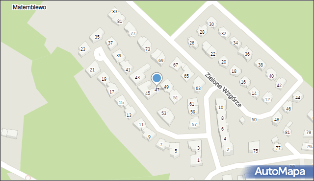 Gdańsk, Zielone Wzgórze, 47, mapa Gdańska