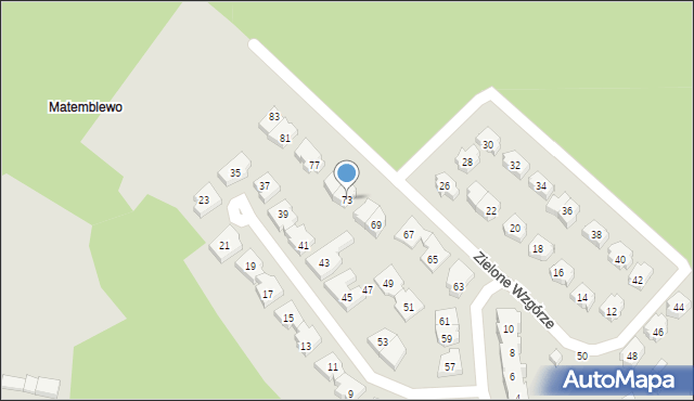 Gdańsk, Zielone Wzgórze, 73, mapa Gdańska