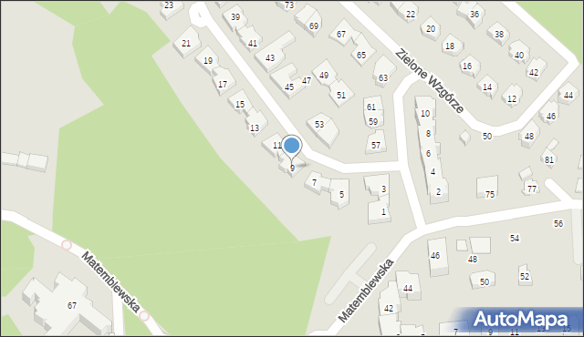 Gdańsk, Zielone Wzgórze, 9, mapa Gdańska