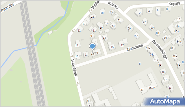 Gdańsk, Ziemowita, 3a, mapa Gdańska