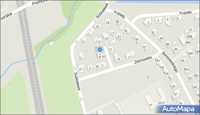 Gdańsk, Ziemowita, 5, mapa Gdańska