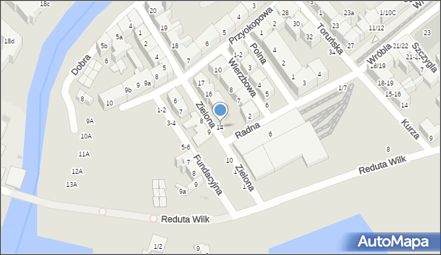 Gdańsk, Zielona, 14, mapa Gdańska