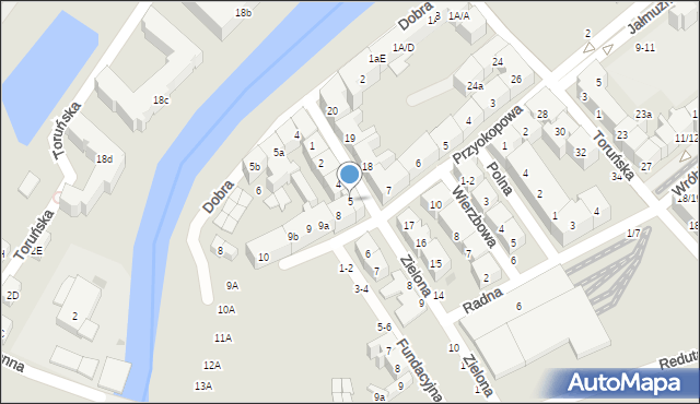 Gdańsk, Zielona, 5, mapa Gdańska