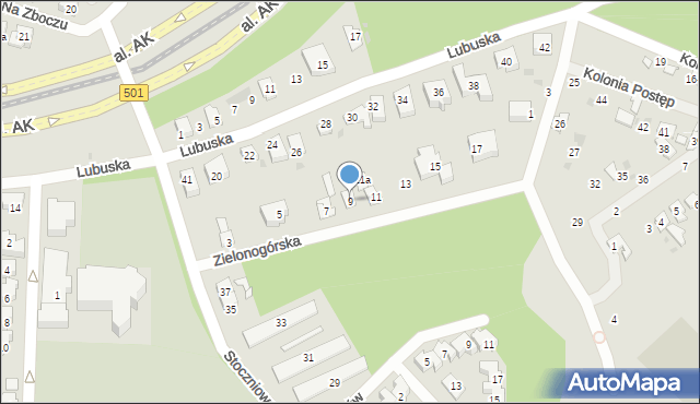 Gdańsk, Zielonogórska, 9, mapa Gdańska