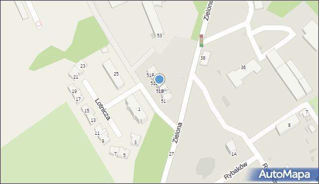 Gdynia, Zielona, 51B, mapa Gdyni