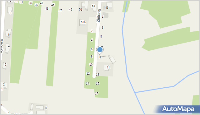 Giebułtów, Zielona, 9, mapa Giebułtów