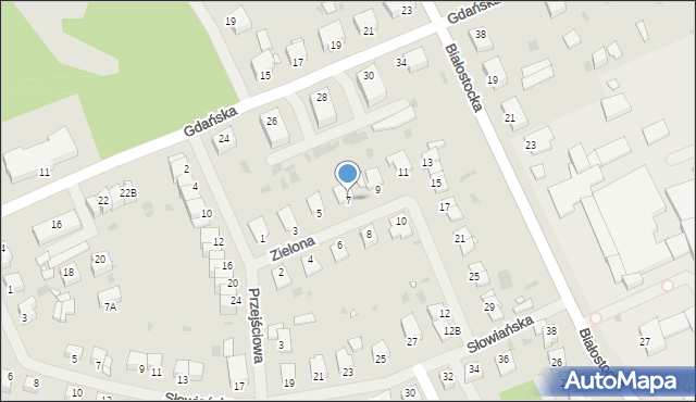 Giżycko, Zielona, 7, mapa Giżycko