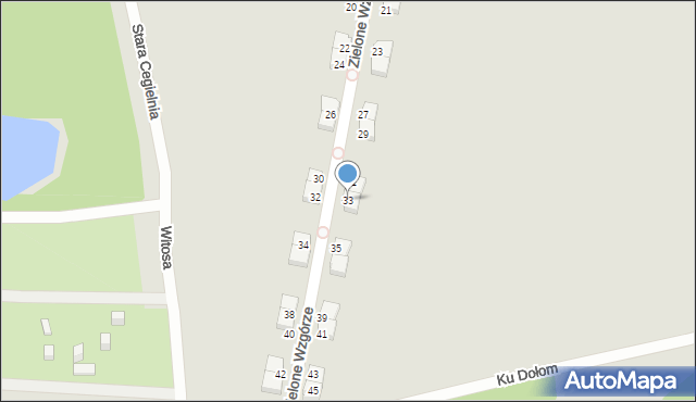 Gliwice, Zielone Wzgórze, 33, mapa Gliwic
