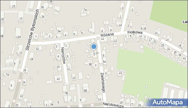 Gliwice, Zielińskiego Józefa, 2, mapa Gliwic