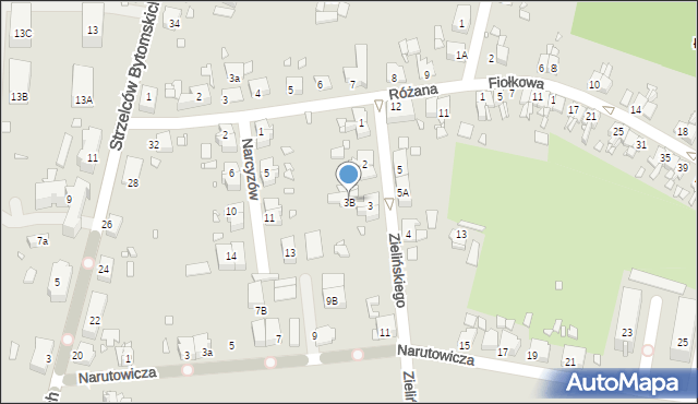 Gliwice, Zielińskiego Józefa, 3B, mapa Gliwic