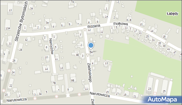 Gliwice, Zielińskiego Józefa, 5A, mapa Gliwic