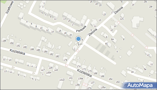 Gliwice, Zielona, 3, mapa Gliwic