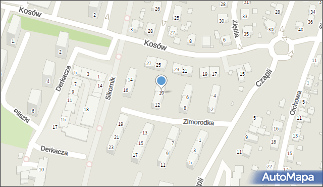 Gliwice, Zimorodka, 10, mapa Gliwic