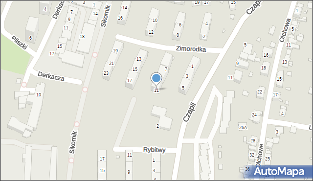Gliwice, Zimorodka, 11, mapa Gliwic