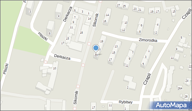 Gliwice, Zimorodka, 23, mapa Gliwic