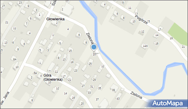 Głowienka, Zielona, 10, mapa Głowienka
