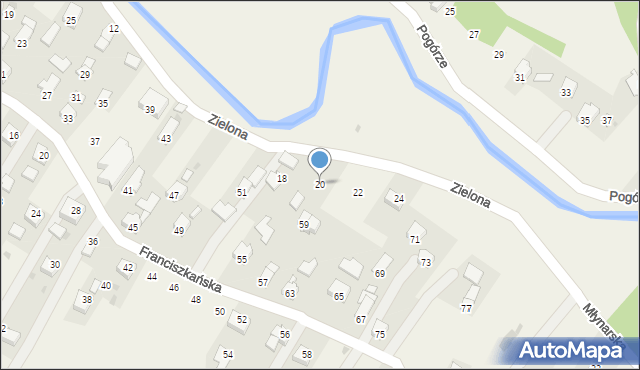 Głowienka, Zielona, 20, mapa Głowienka