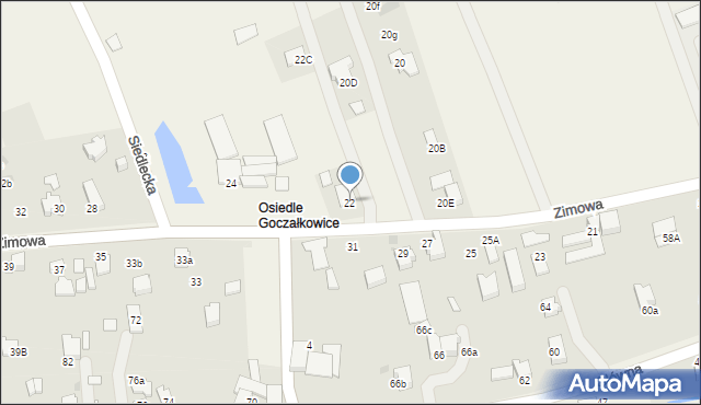 Goczałkowice-Zdrój, Zimowa, 22, mapa Goczałkowice-Zdrój