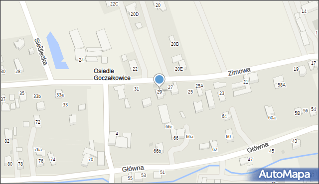 Goczałkowice-Zdrój, Zimowa, 29, mapa Goczałkowice-Zdrój