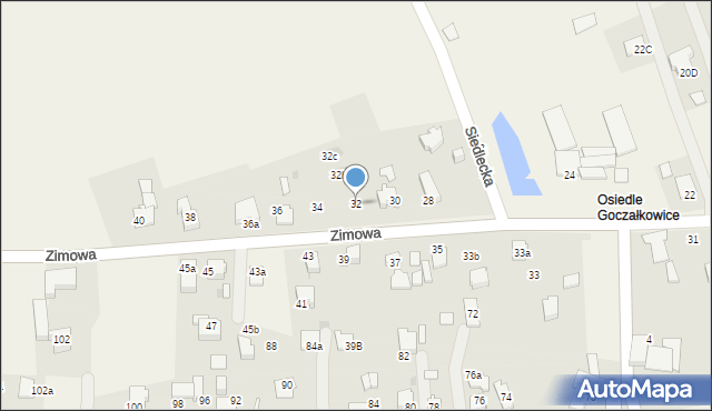 Goczałkowice-Zdrój, Zimowa, 32, mapa Goczałkowice-Zdrój
