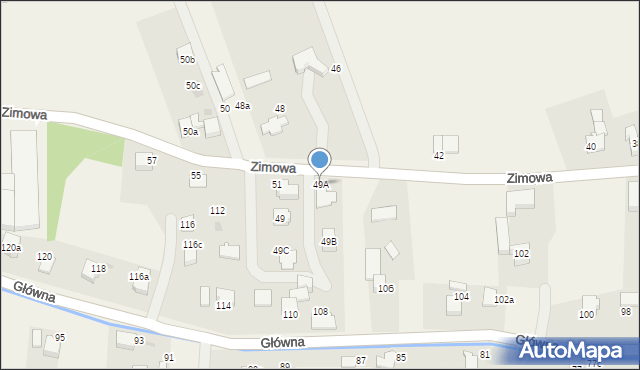 Goczałkowice-Zdrój, Zimowa, 49A, mapa Goczałkowice-Zdrój