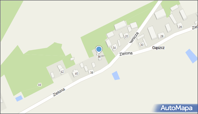Godzianów, Zielona, 36, mapa Godzianów
