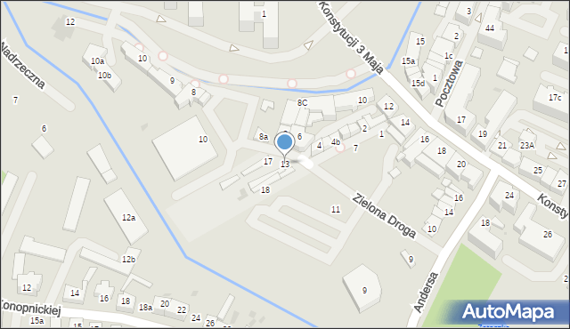 Goleniów, Zielona Droga, 13, mapa Goleniów