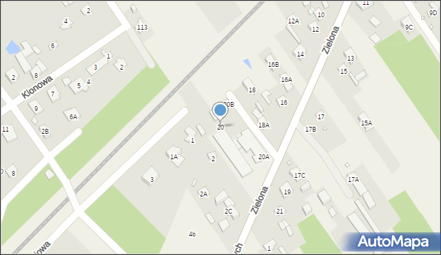 Gołków, Zielona, 20, mapa Gołków