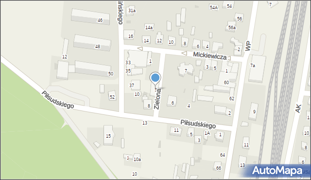 Gomunice, Zielona, 3, mapa Gomunice