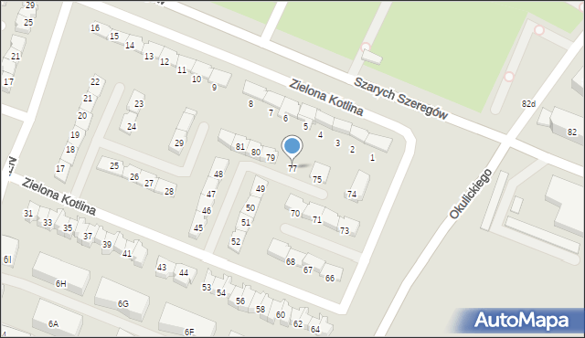 Gorzów Wielkopolski, Zielona Kotlina, 77, mapa Gorzów Wielkopolski