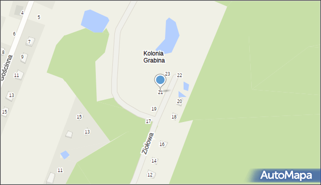 Grabina, Ziołowa, 21, mapa Grabina