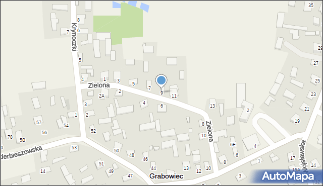 Grabowiec, Zielona, 9, mapa Grabowiec