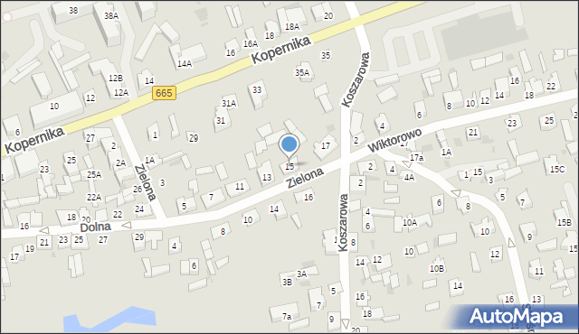 Grajewo, Zielona, 15, mapa Grajewo