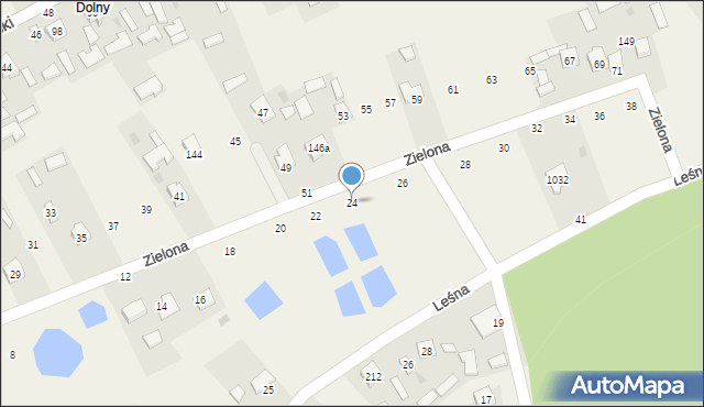 Grębów, Zielona, 24, mapa Grębów