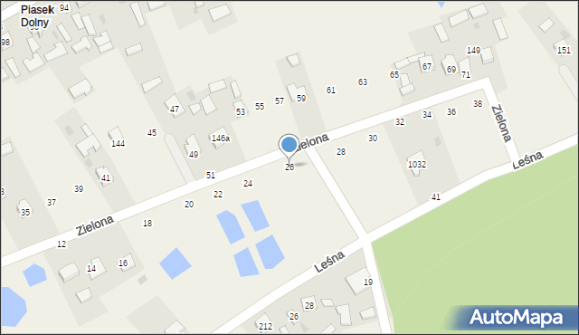 Grębów, Zielona, 26, mapa Grębów