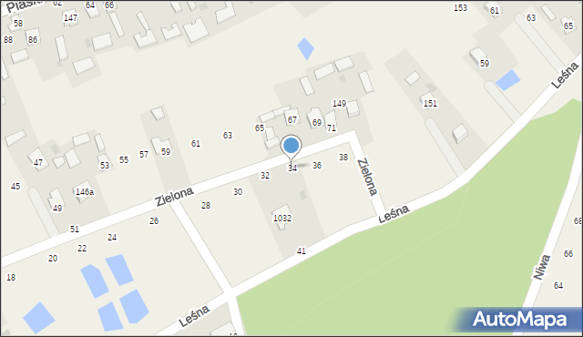Grębów, Zielona, 34, mapa Grębów