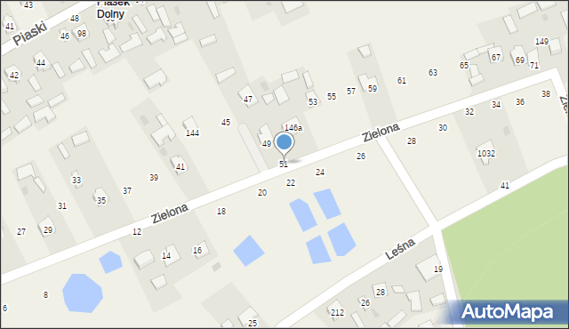 Grębów, Zielona, 51, mapa Grębów
