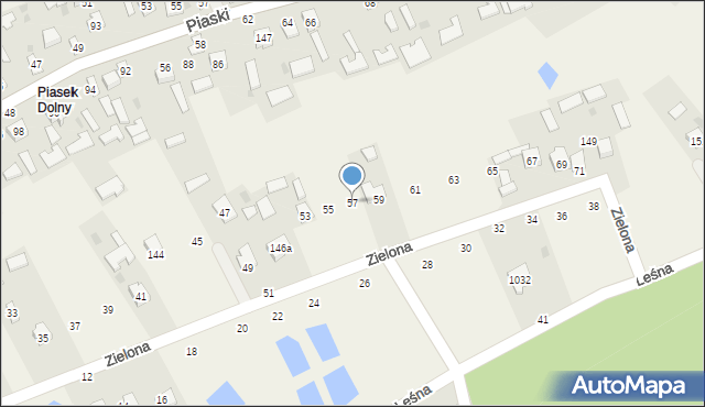 Grębów, Zielona, 57, mapa Grębów