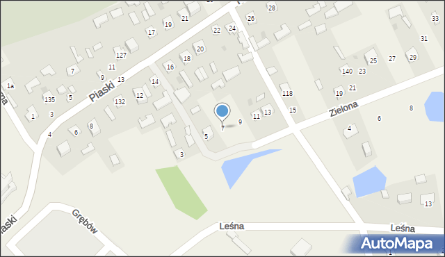 Grębów, Zielona, 7, mapa Grębów
