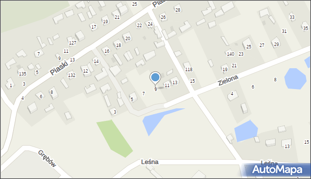 Grębów, Zielona, 9, mapa Grębów