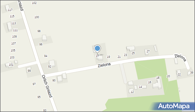 Grębynice, Zielona, 17, mapa Grębynice