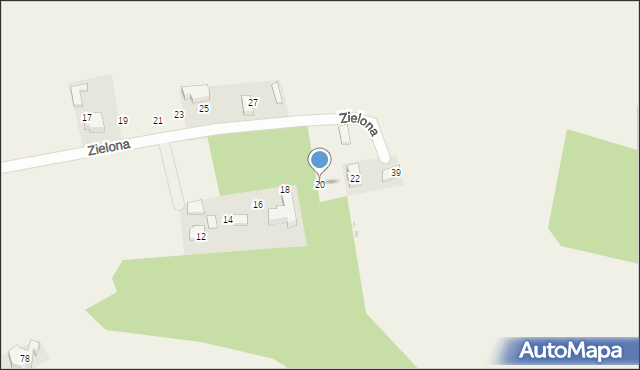 Grębynice, Zielona, 20, mapa Grębynice
