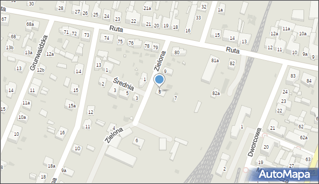 Gryfice, Zielona, 8, mapa Gryfice